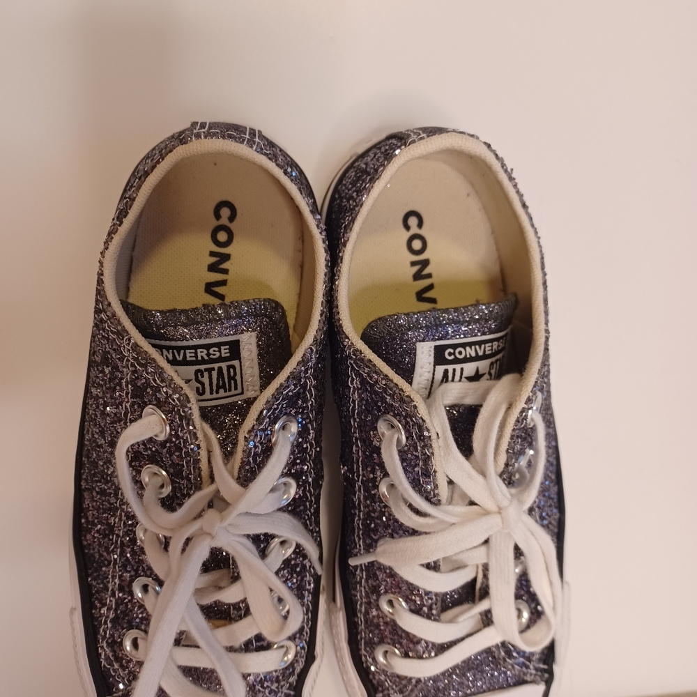 Converse All Star Chuck Taylor Black Glitter Low Top Sneakers Women's 6 Like New - Picture 7 of 13